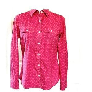 L.L. Bean Pink Polka Dot Shirt Women’s XL Reg Button up